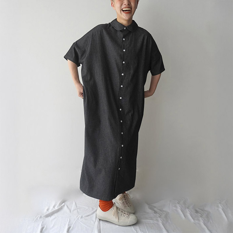 mao made 前後2WAYラウンドカラー5分袖ワンピース /BK99